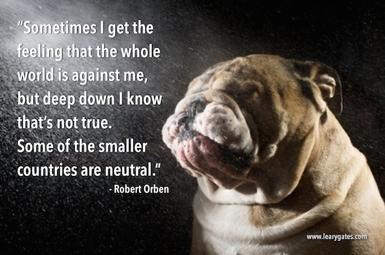 Sometimes I get the feeling that the whole world is against me, but deep down I know that’s not true.  Some of the smaller countries are neutral. - Robert Orben